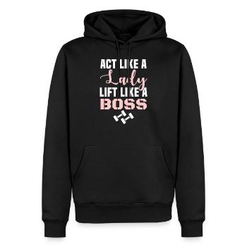 Act Like A Lady Lift Like a Boss - Chemise de jour pour femme - Sweat à capuche Premium bio Homme - noir - Devant - Nico (187cm)
