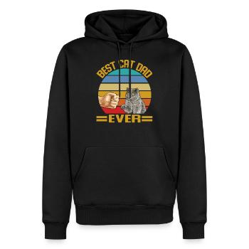 Best Cat Dad Ever britannique cheveux court chat chat chat - Sweat à capuche Premium bio Homme - noir - Devant - Nico (187cm)