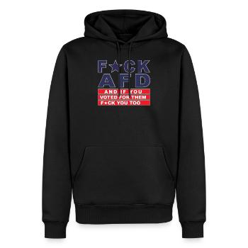 FCK AFD | Gegen AFD Rassismus Faschismus - Männer Premium Bio Hoodie - Schwarz - Vorne - Nico (187cm)