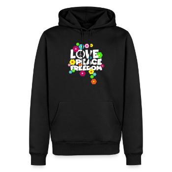 Love Peace Freedom Hippie Schlager Alternativ - Männer Premium Bio Hoodie - Schwarz - Vorne - Nico (187cm)