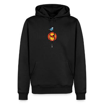 Badass seagull sits on forbidden sign shit on it - Men’s Premium Organic Hoodie - black - Front - Nico (187cm)