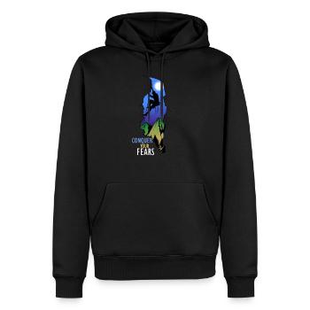 Conquer Fears Rock Climbing Gift Print Climber - Men’s Premium Organic Hoodie - black - Front - Nico (187cm)