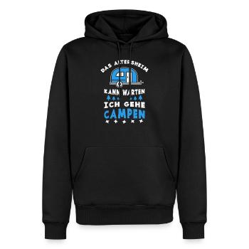 Das Altersheim kann warten ich gehe campen - Männer Premium Bio Hoodie - Schwarz - Vorne - Nico (187cm)