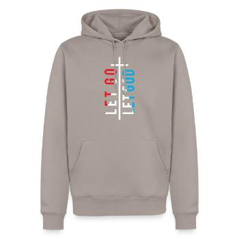 Cross - Christian - Men’s Premium Organic Hoodie - taupe - Front - Nico (187cm)