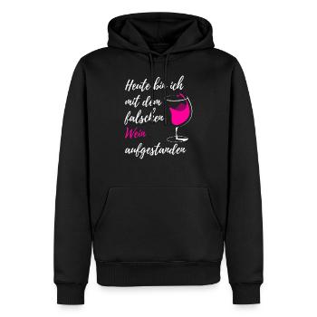 Wein - Männer Premium Bio Hoodie - Schwarz - Vorne - Nico (187cm)