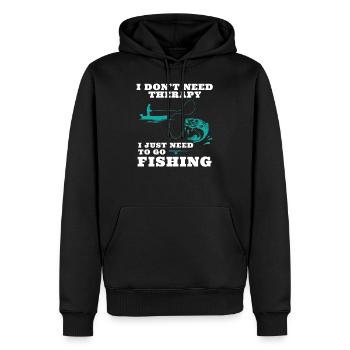 I Don't Need Therapy I Just Need To Go Fishing fis - Männer Premium Bio Hoodie - Schwarz - Vorne - Nico (187cm)