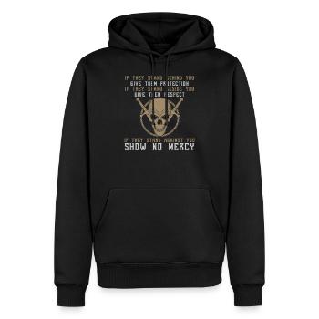If They Stand Against You Show No Mercy badass guy - Sweat à capuche Premium bio Homme - noir - Devant - Nico (187cm)