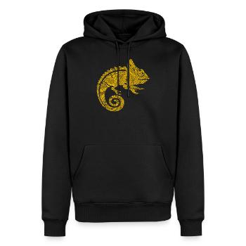 Tatouages tribaux maoris caméléons - Sweat à capuche Premium bio Homme - noir - Devant - Nico (187cm)