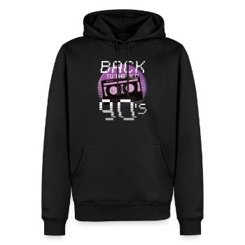 Retour à 90 - Sweat à capuche Premium bio Homme - noir - Devant - Nico (187cm)