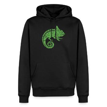 Tatouages tribaux maoris caméléons - Sweat à capuche Premium bio Homme - noir - Devant - Nico (187cm)