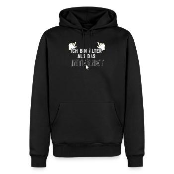 Ich bin älter als das Internet - Männer Premium Bio Hoodie - Schwarz - Vorne - Nico (187cm)