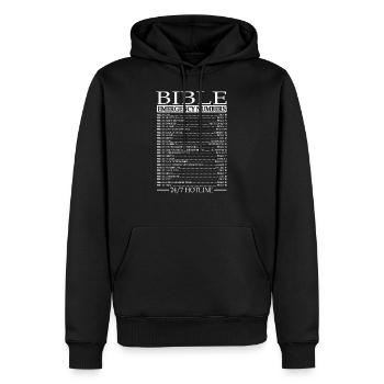 Bible Emergency Hotline Numbers proud christian Sh - Männer Premium Bio Hoodie - Schwarz - Vorne - Nico (187cm)