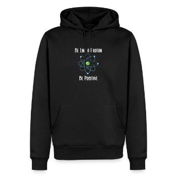 Soyez comme un proton, soyez positif! - Sweat à capuche Premium bio Homme - noir - Devant - Nico (187cm)