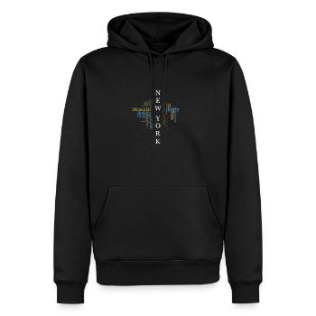 New York Sehenswürdigkeiten - Männer Premium Bio Hoodie - Schwarz - Vorne - Nico (187cm)