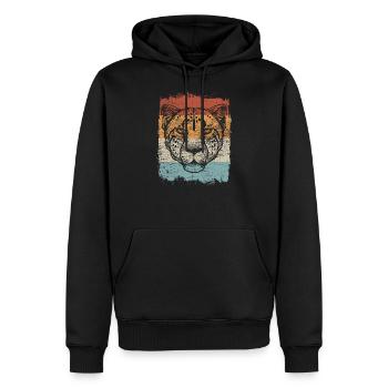 Cadeau vintage rétro de grand chat guépard - Sweat à capuche Premium bio Homme - noir - Devant - Nico (187cm)