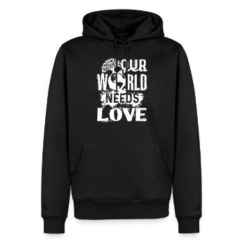Jour de la Terre La Terre a besoin d'amour - Sweat à capuche Premium bio Homme - noir - Devant - Nico (187cm)
