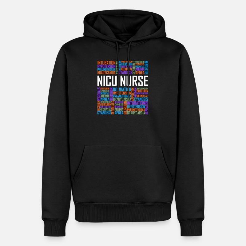 NICU Nurse Words - Sweat à capuche Premium bio Homme - noir