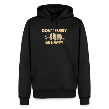 Ne vous dépêchez pas d'être heureux paresseux endormi paresseux - Sweat à capuche Premium bio Homme - noir - Devant - Nico (187cm)