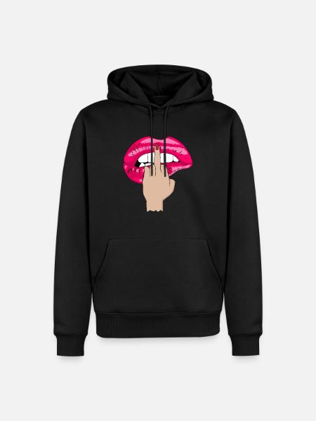 mittelfinger kussmund pink - Männer Premium Bio Hoodie - Schwarz