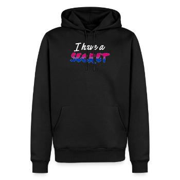 Ich habe ein Geheimnis, Bisexuell - Männer Premium Bio Hoodie - Schwarz - Vorne - Nico (187cm)