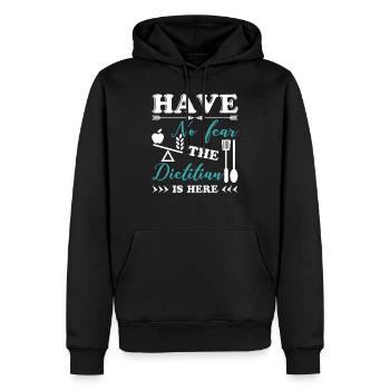 La diététiste n'a pas peur La diététiste est là - Sweat à capuche Premium bio Homme - noir - Devant - Nico (187cm)