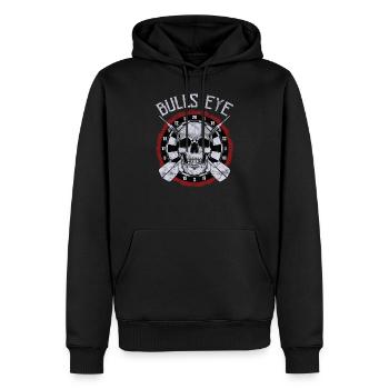 Dart Bullseye - Männer Premium Bio Hoodie - Schwarz - Vorne - Nico (187cm)