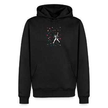 Escalade - bloc bloc - Sweat à capuche Premium bio Homme - noir - Devant - Nico (187cm)