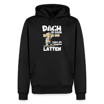 Dachdecker - Männer Premium Bio Hoodie - Schwarz - Vorne - Nico (187cm)