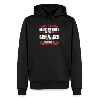 Kein Klugscheißer Schwager weiß ich es besser - Männer Premium Bio Hoodie - Schwarz - Vorne - Nico (187cm)