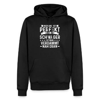 Niemand ist perfekt aber als Schwager ist man - Männer Premium Bio Hoodie - Schwarz - Vorne - Nico (187cm)