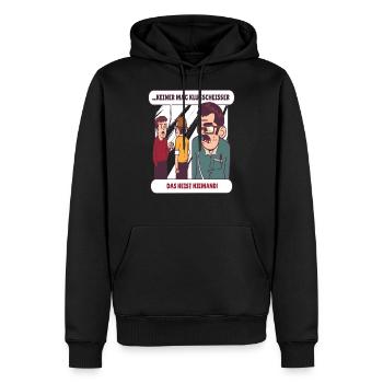 Niemand mag Klugscheisser - Männer Premium Bio Hoodie - Schwarz - Vorne - Nico (187cm)