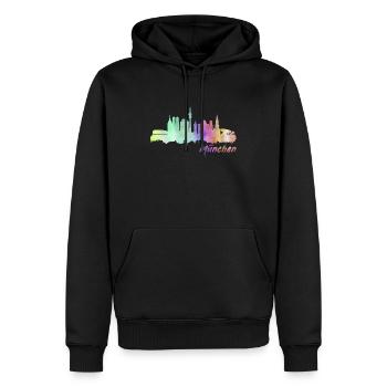 München - Männer Premium Bio Hoodie - Schwarz - Vorne - Nico (187cm)
