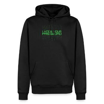 Je connais votre citation de pirate de mot de passe - Sweat à capuche Premium bio Homme - noir - Devant - Nico (187cm)