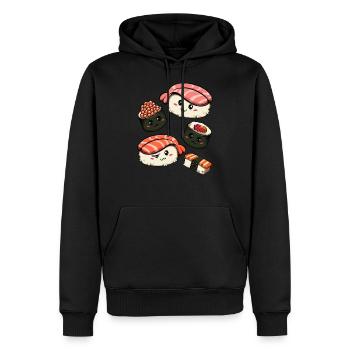 Amateurs de sushi kawaii - Sweat à capuche Premium bio Homme - noir - Devant - Nico (187cm)