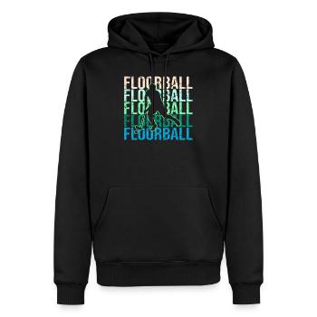 Floorball - Männer Premium Bio Hoodie - Schwarz - Vorne - Nico (187cm)