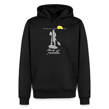 SUP - Stand Up Paddle - Sweat à capuche Premium bio Homme - noir - Devant - Nico (187cm)