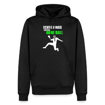 Echte Jungs spielen Handball - Männer Premium Bio Hoodie - Schwarz - Vorne - Nico (187cm)