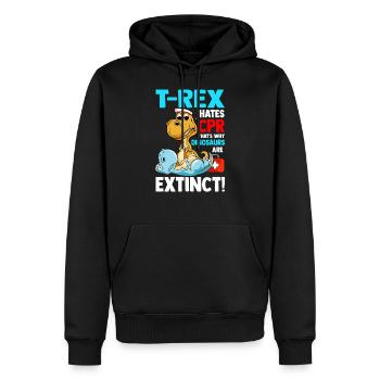 Krankenschwester Krankenhaus Dinosaurier lustig - Männer Premium Bio Hoodie - Schwarz - Vorne - Nico (187cm)
