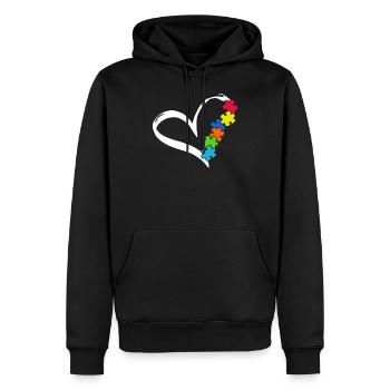 Chemise de sensibilisation à l'autisme de l'amour - Sweat à capuche Premium bio Homme - noir - Devant - Nico (187cm)
