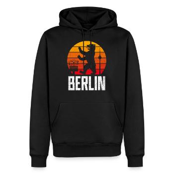 BERLIN BEAR ALEX SUN GRUNGE VINTAGE - Sweat à capuche Premium bio Homme - noir - Devant - Nico (187cm)