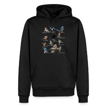 Gartenvögel Vogel Zeichnung Amsel Blaumeise Gimpel - Männer Premium Bio Hoodie - Schwarz - Vorne - Nico (187cm)