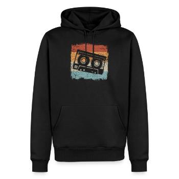 Retro Kassette Cassette Mixtape oldschool - Männer Premium Bio Hoodie - Schwarz - Vorne - Nico (187cm)