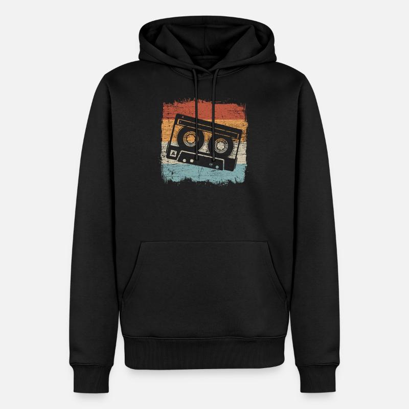 Cassette rétro cassette mixtape oldschool - Sweat à capuche Premium bio Homme - noir