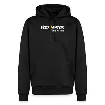 Elektromeister Voltinator Herr der Kabel Volt Watt - Männer Premium Bio Hoodie - Schwarz - Vorne - Nico (187cm)