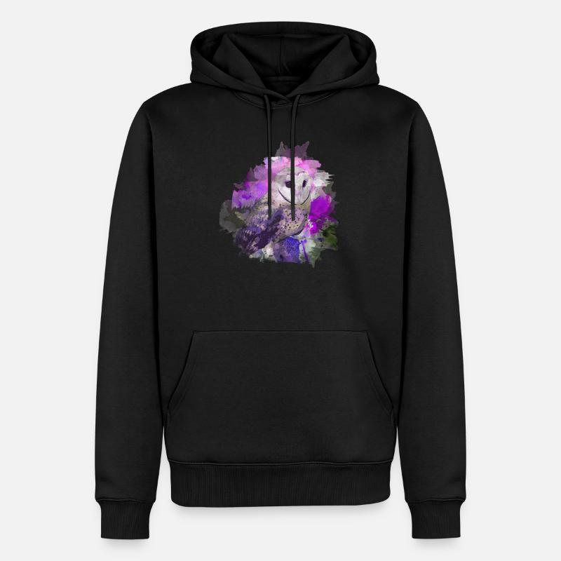 Eule - Männer Premium Bio Hoodie - Schwarz