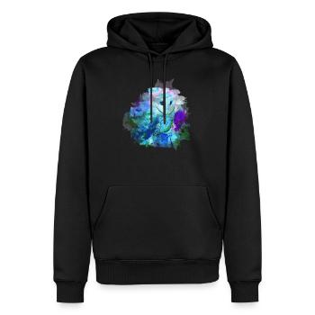 Eule - Männer Premium Bio Hoodie - Schwarz - Vorne - Nico (187cm)