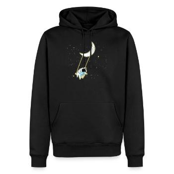 Balançoire lunaire pour rêveurs - Sweat à capuche Premium bio Homme - noir - Devant - Nico (187cm)