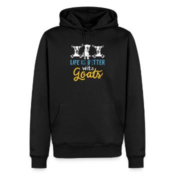 Chèvre - La vie est meilleure avec la chèvre de chèvre - Sweat à capuche Premium bio Homme - noir - Devant - Nico (187cm)
