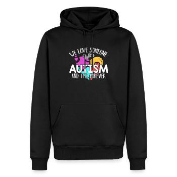 Sensibilisation à l'autisme J'aime quelqu'un avec autisme - Sweat à capuche Premium bio Homme - noir - Devant - Nico (187cm)