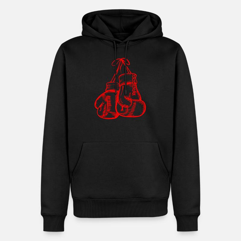 Rote Boxhandschuhe - Männer Premium Bio Hoodie - Schwarz